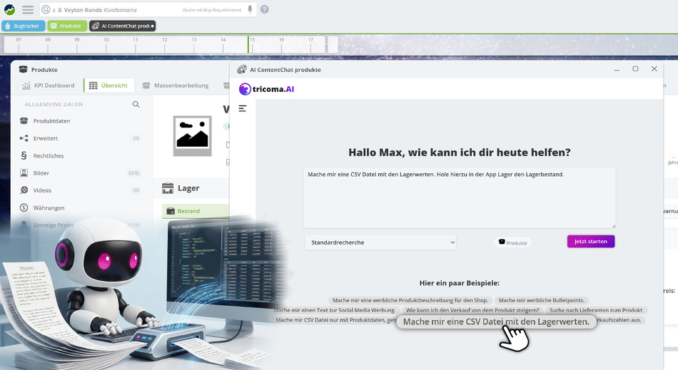 Dein intelligentes Werkzeug der tricoma AI Content Chat