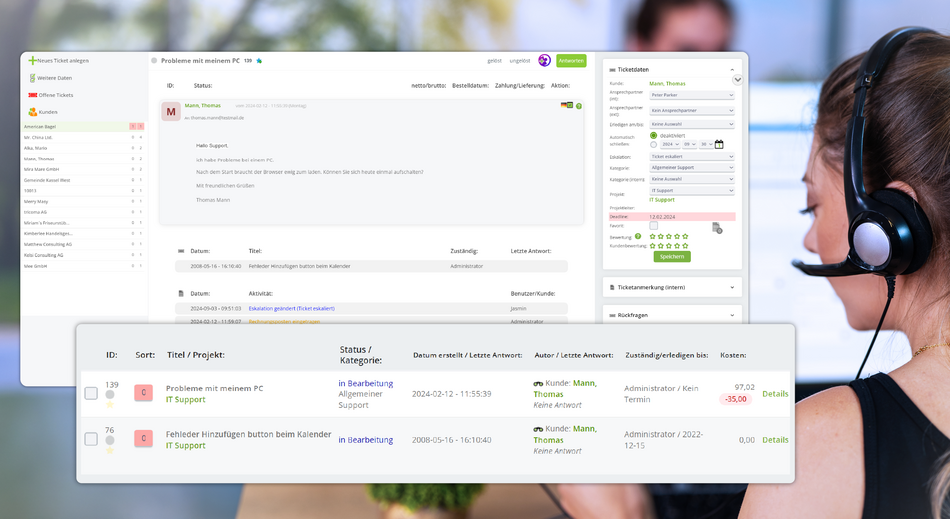 Ticketsystem im CRM System von tricoma