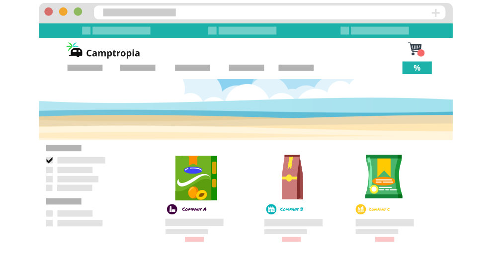 Hauseigener Onlineshop: camptropia.de auf tricoma Shopsystembasis