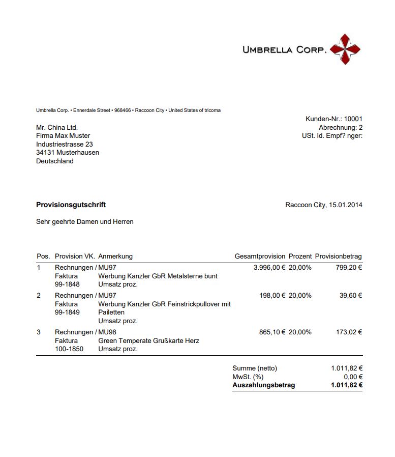 Provisionsabrechnung Software Provision Accounting