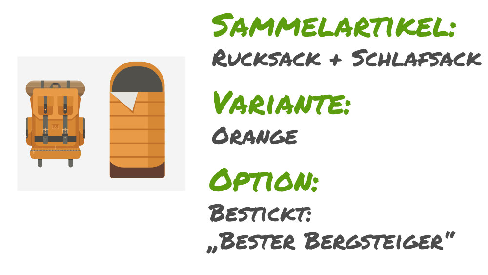 Sammelartikel, Varianten und Optionen