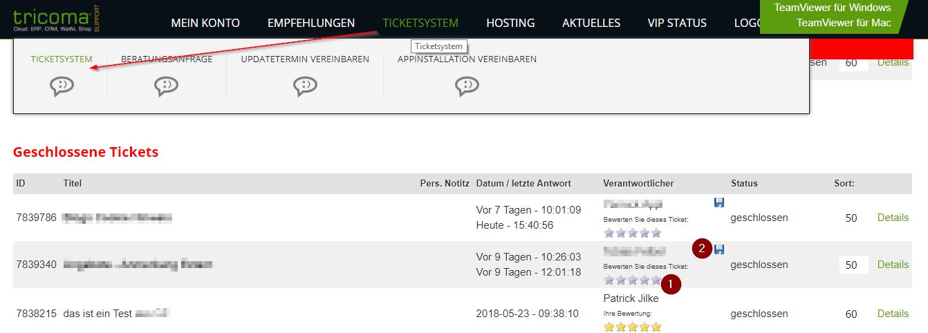 ticketbewertungsmaske
