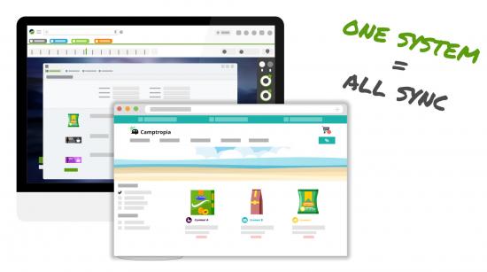 Alles synchron mit einem ERP System, welches ein integriertes Shopsystem hat