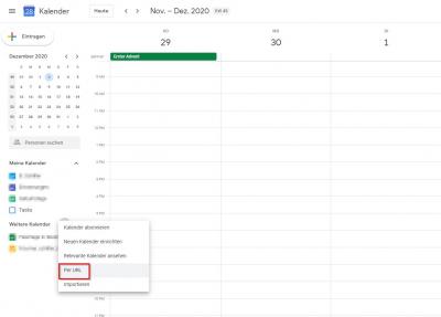 Einrichtung des Kalenders bei Google