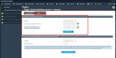 Plugin VCS Gutschriften tricoma => Amazon: Einstellungen und Funktionsweise der Gutschriftenbermittlung