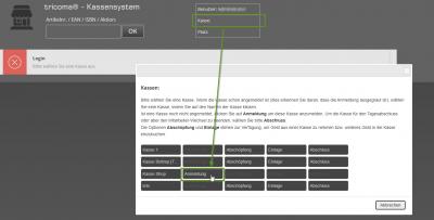 Kasse auswählen Kasse auswählen