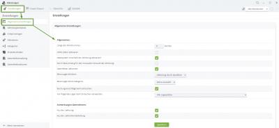 Bild Allgemeine Einstellungen Bild Allgemeine Einstellungen